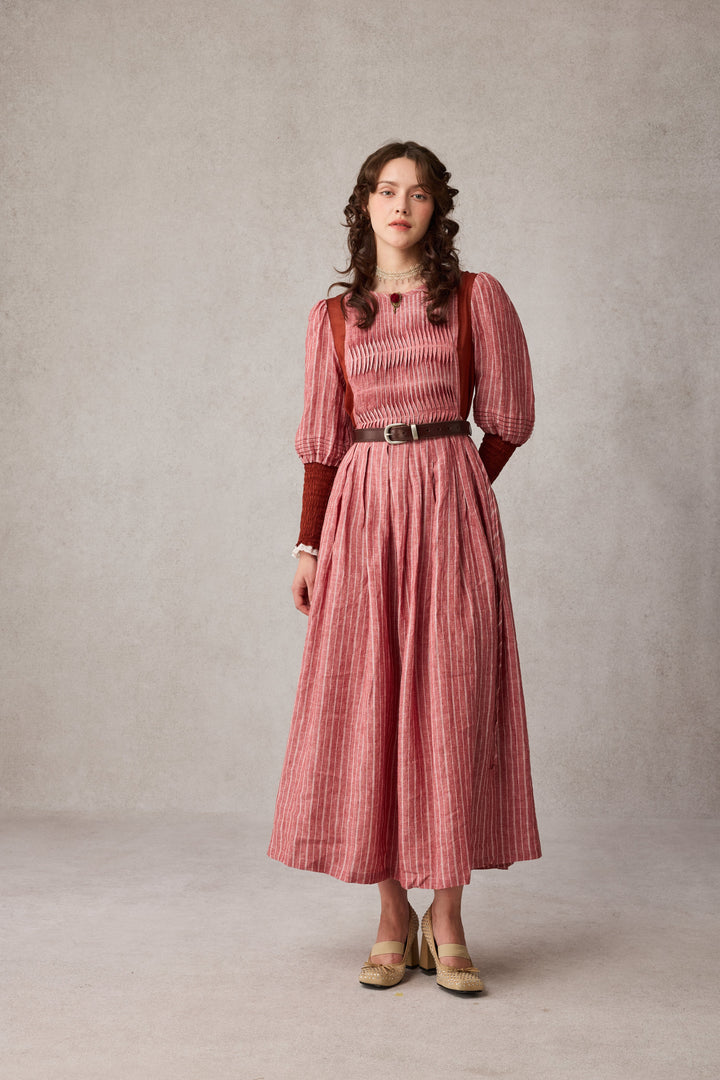 Eliana 15 | Pintucked Patchwork Linen Dress