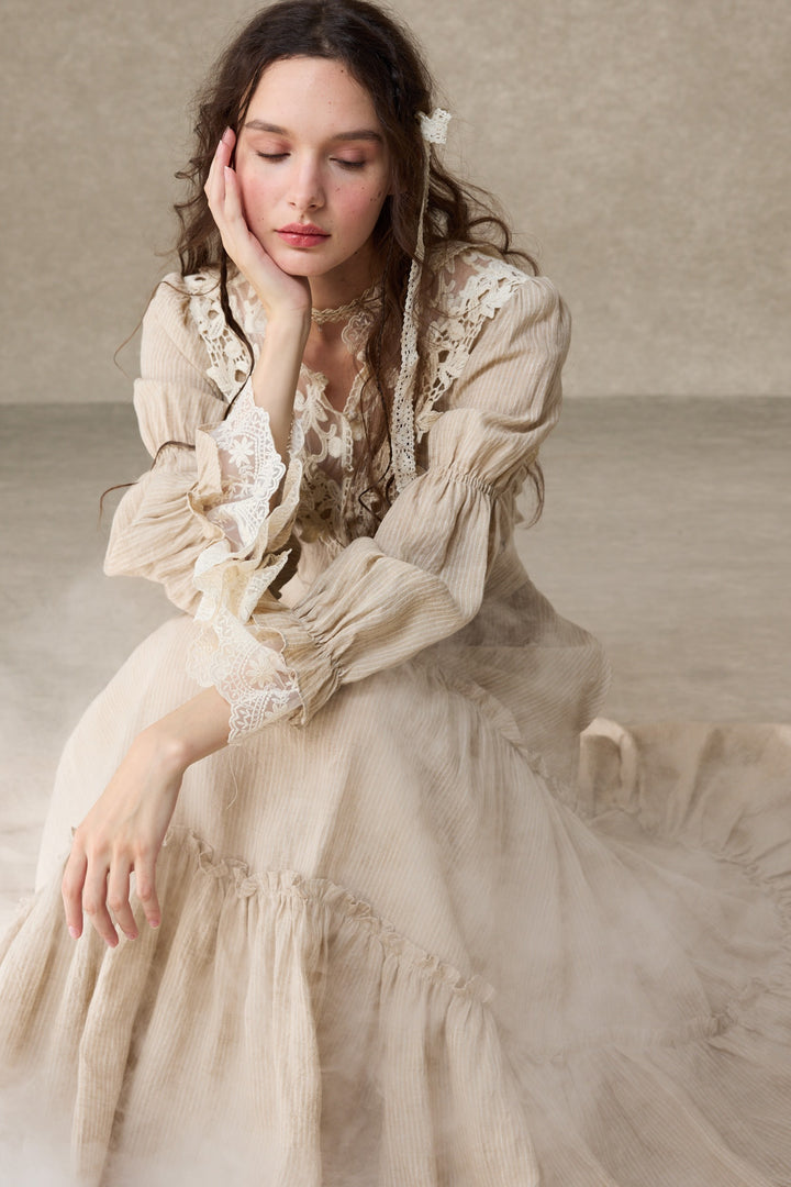 Leona 21 | Lace Maxi Linen Dress