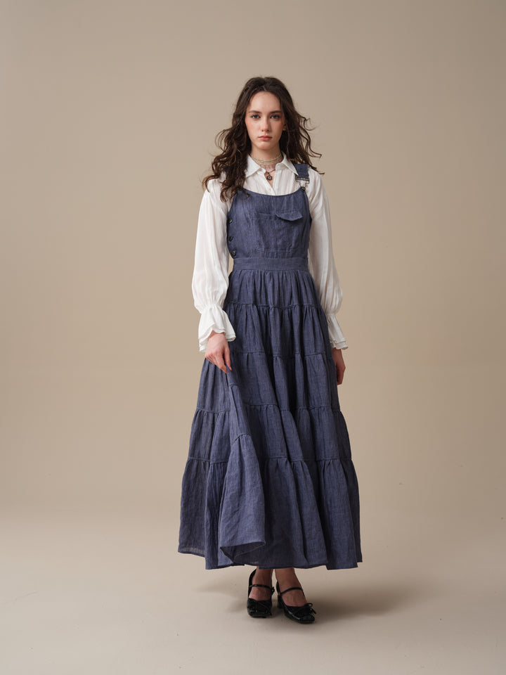 Heather 12 | Linen Apron Maxi Dress