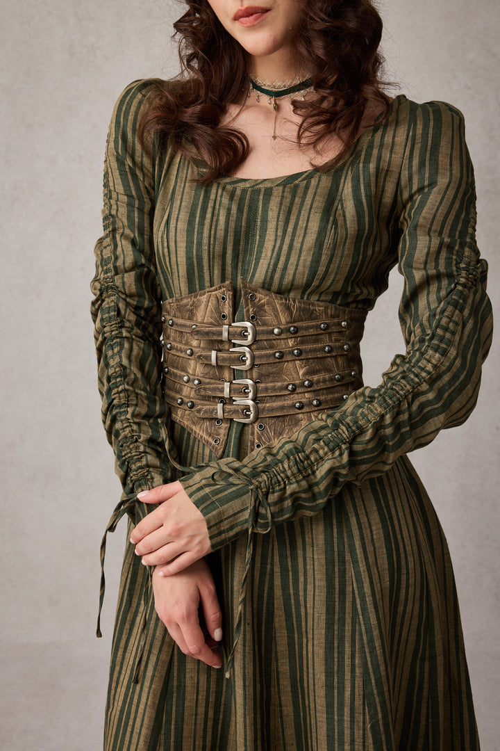 Leather underbust corset belt