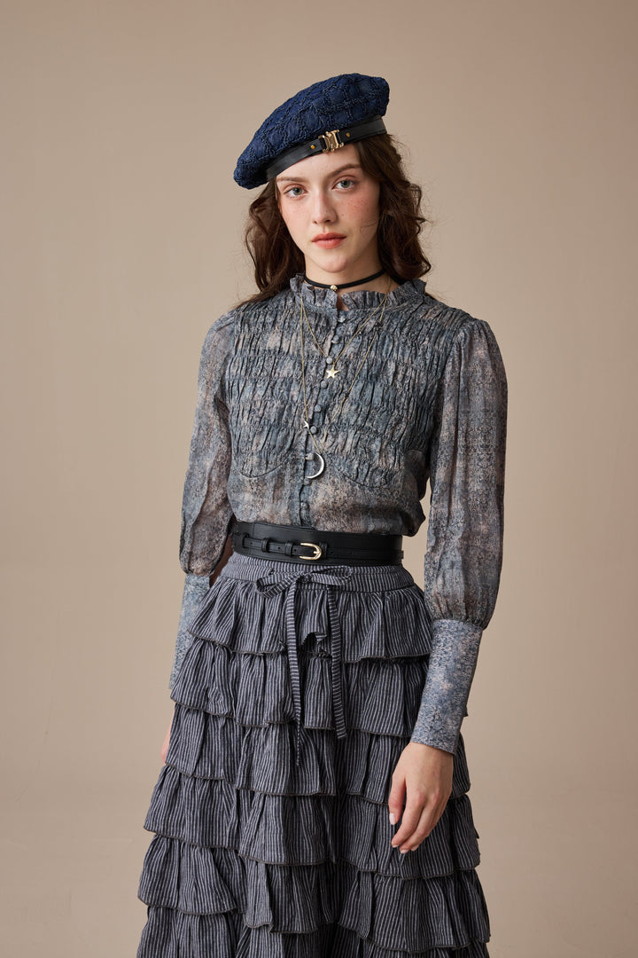 Clove 9 | smocked longsleeved linen blouse