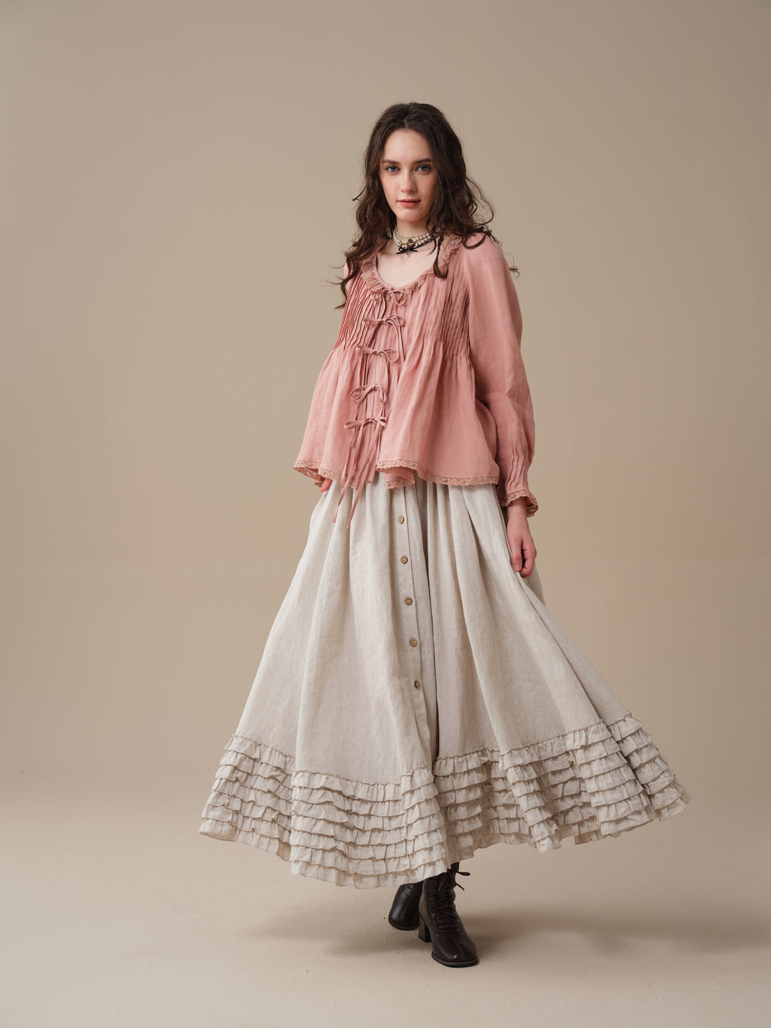Isadora | Ruby Linen Poet Shirt