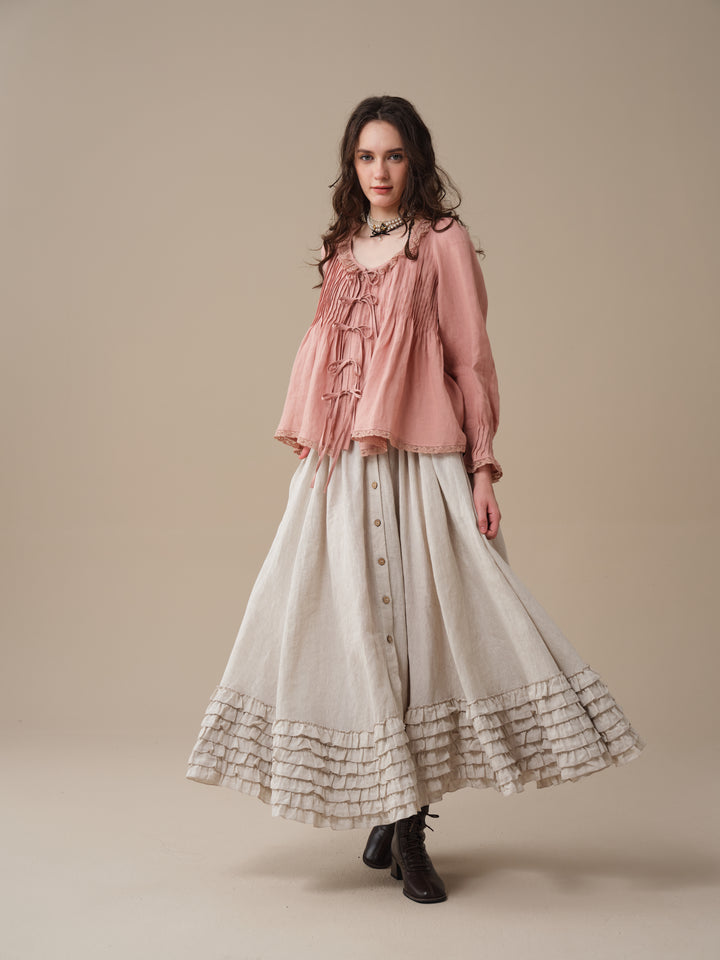 Isadora | Ruby Linen Poet Shirt