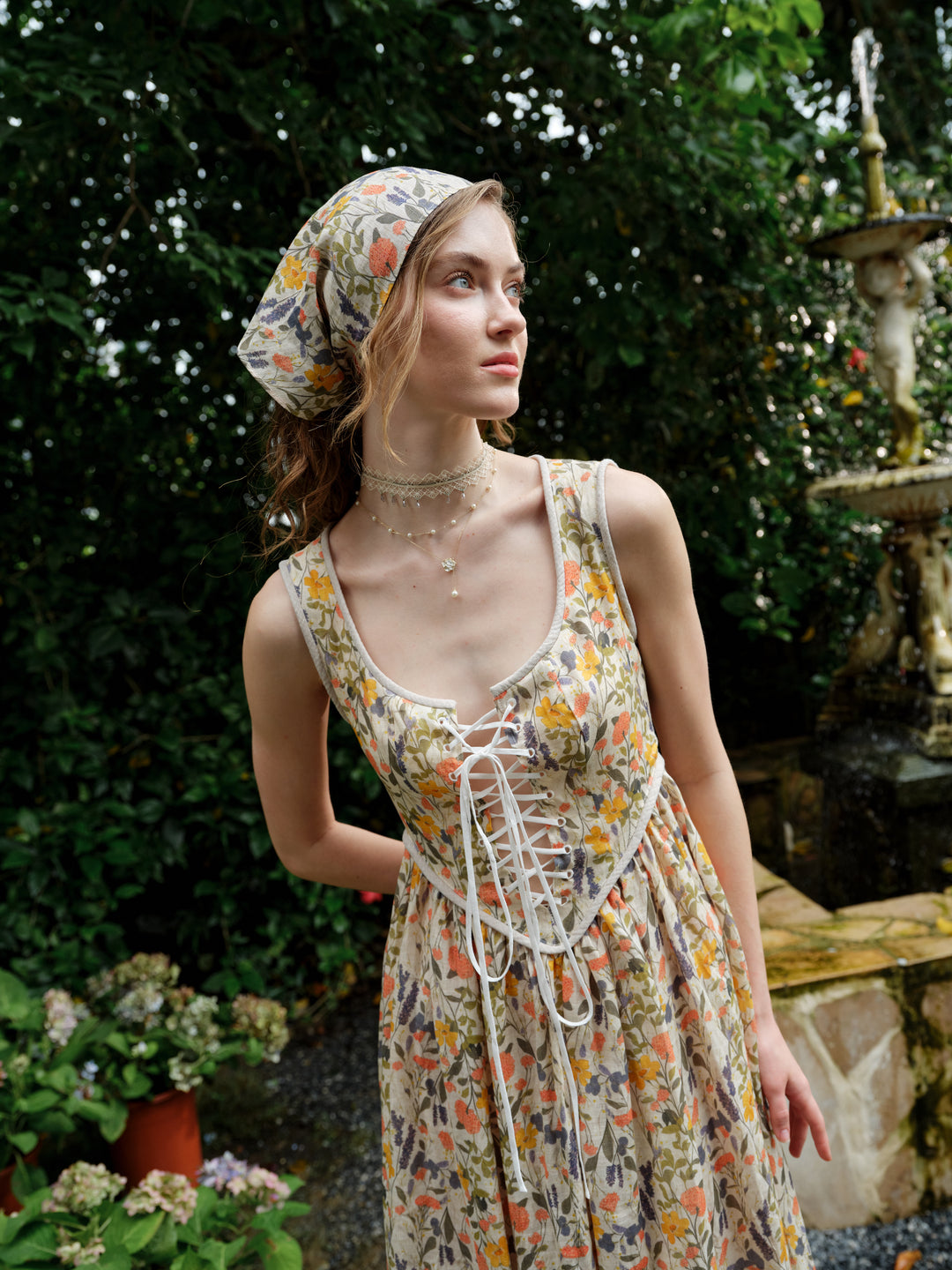 Anis 23 | Lace-up Jacquard Linen Corset Dress