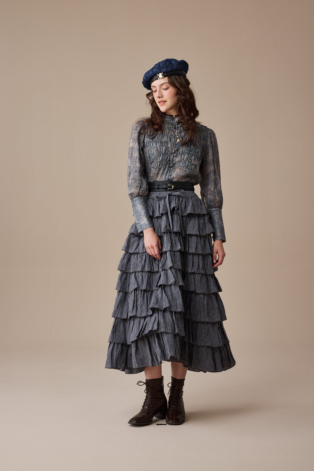 Ischia 14 | Layered petal linen skirt