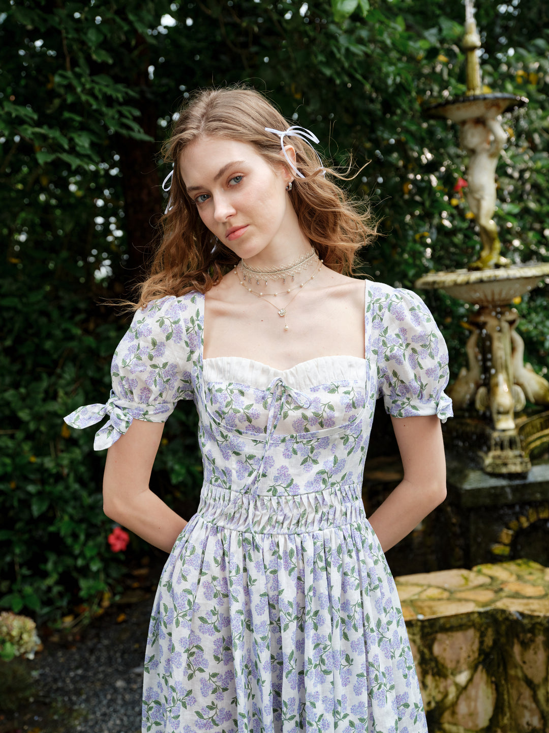 Hydrangea 27 | Corset Floral Linen Dress