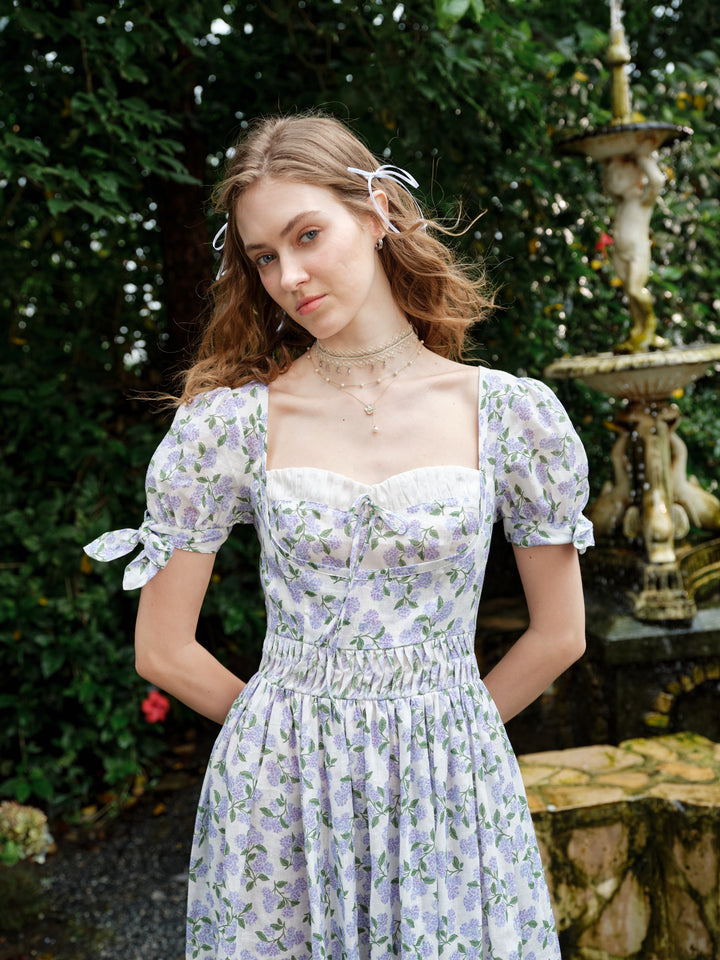 Hydrangea 27 | Corset Floral Linen Dress