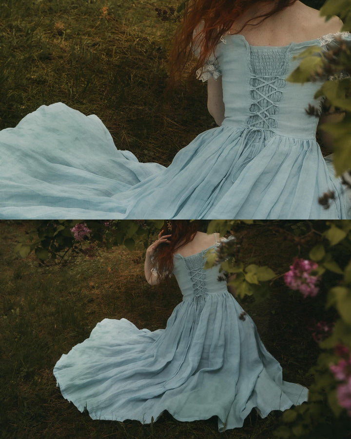 Monet Haze 26 | Fairy layered Linen Dress with pintucks