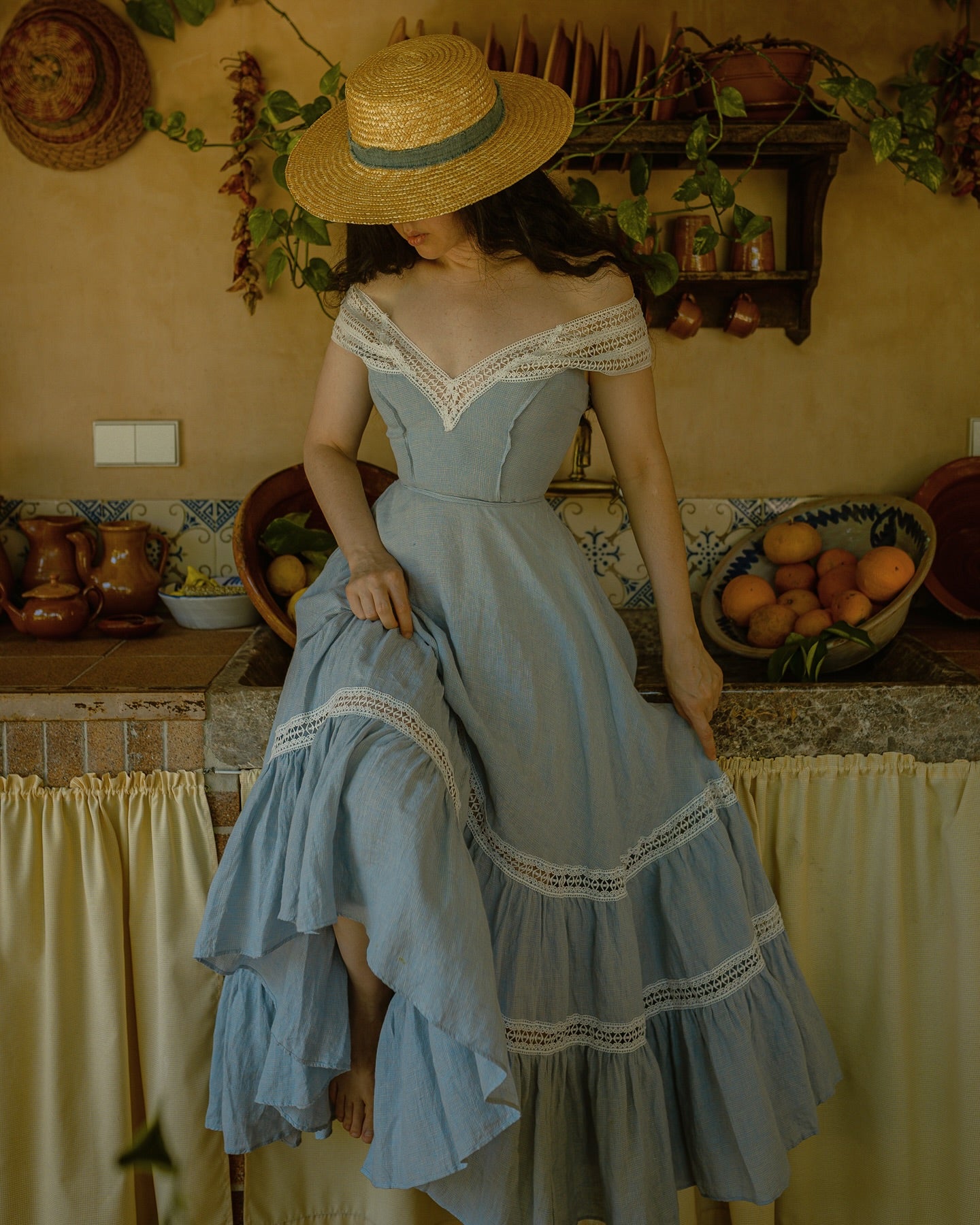 Cherry Tree 25 | Lace Linen flared dress – Linennaive