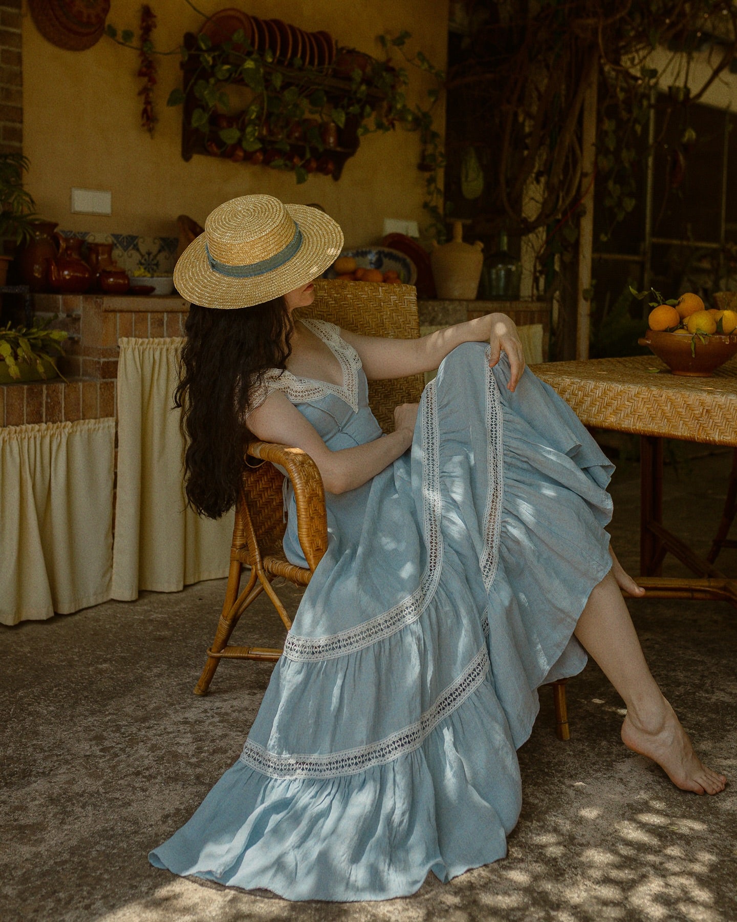 linen dress shop near me Floral Linen Dress (Women)