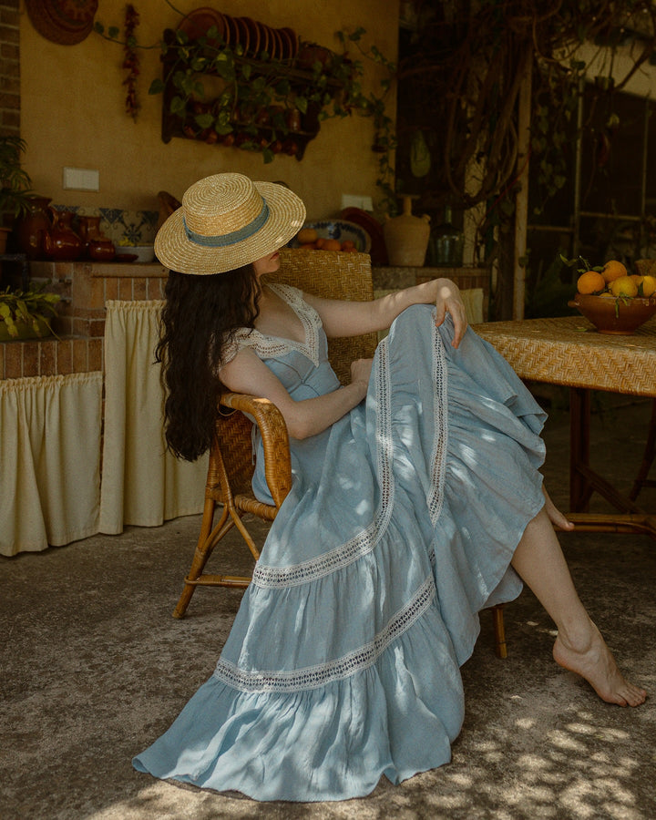 Cherry Tree 25 | Lace Linen flared dress