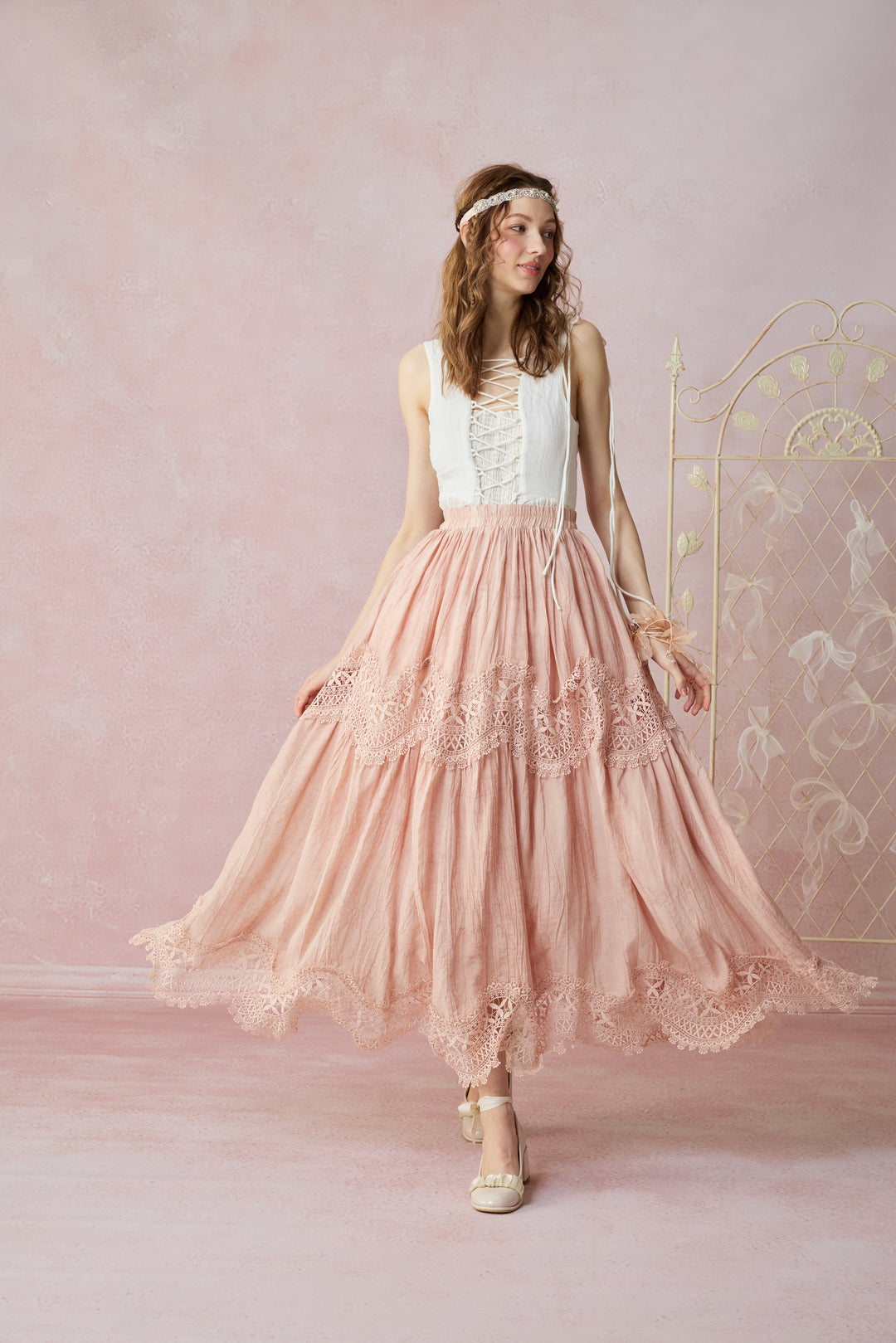 Moonstone 22 |Lace linen Maxi skirt