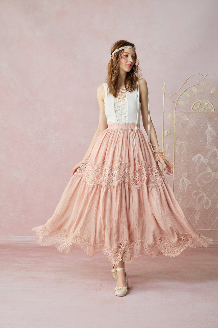 Moonstone 22 |Lace linen Maxi skirt