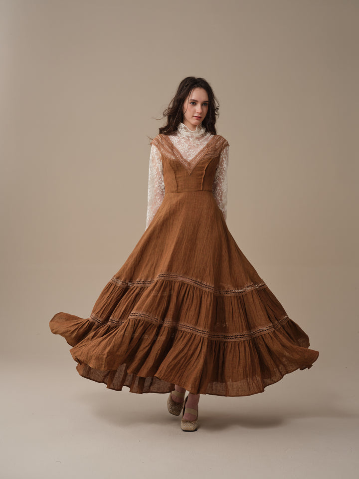 Cherry Tree 25 | Lace Linen flared dress