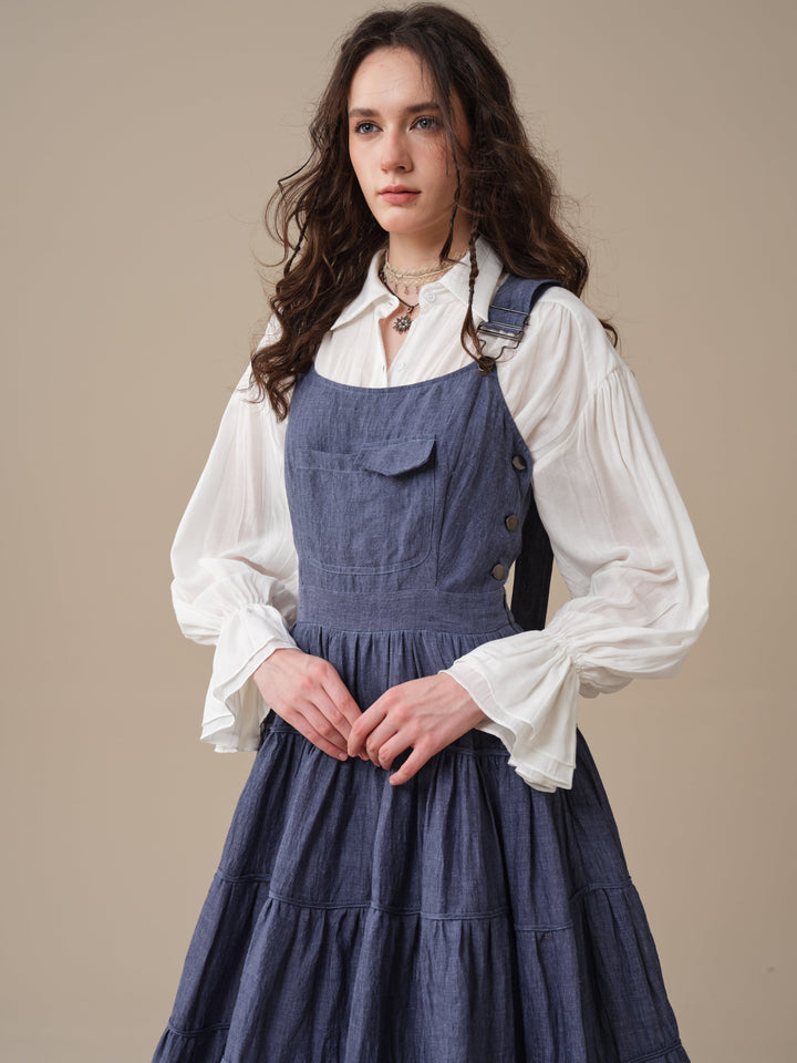 Heather 12 | Linen Apron Maxi Dress