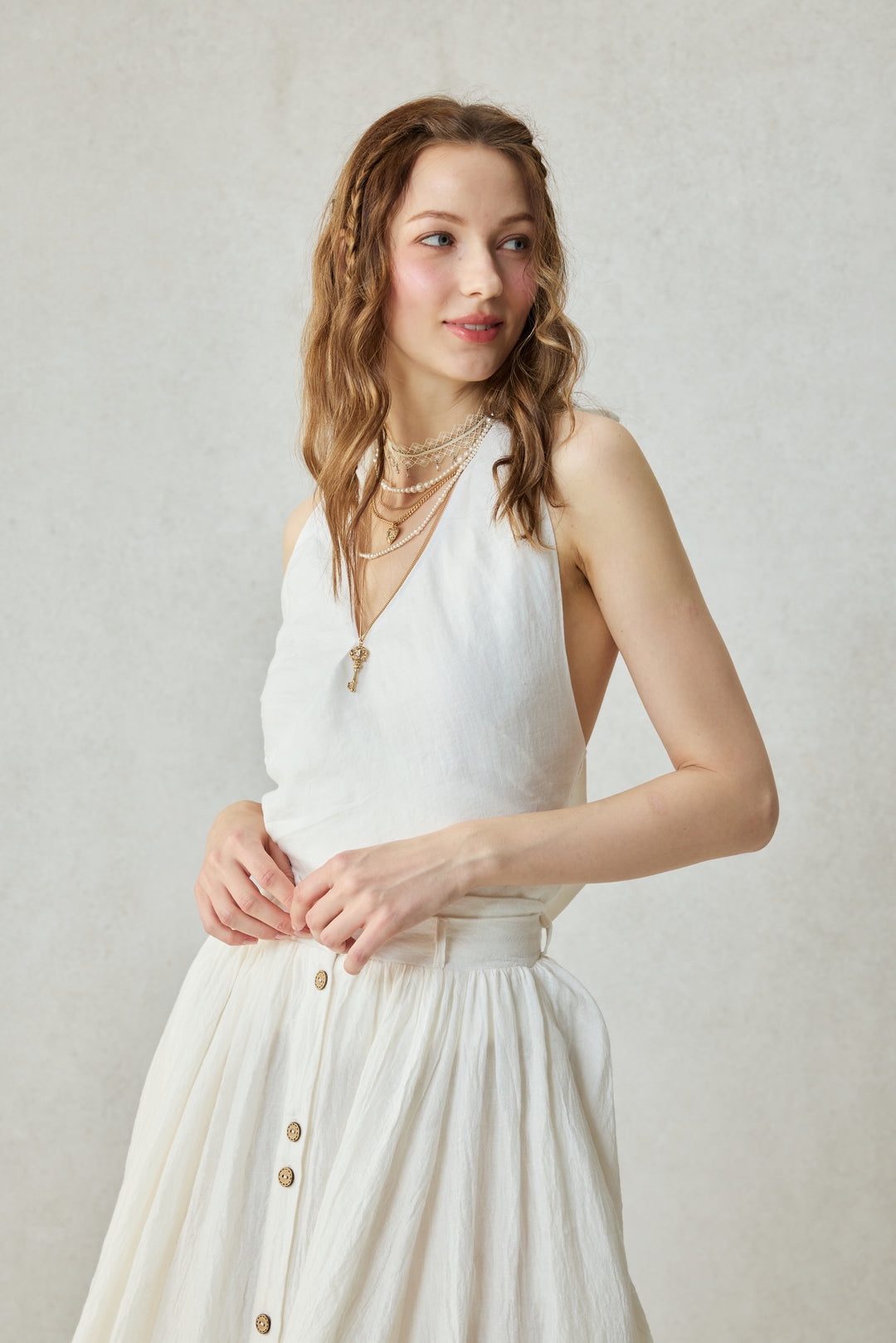 Dorothy 27 | Ruffled maxi linen skirt