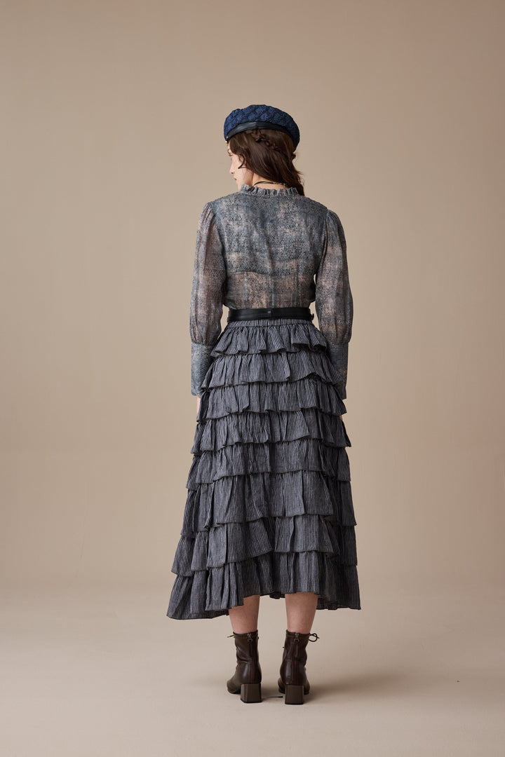 Ischia 14 | Layered petal linen skirt