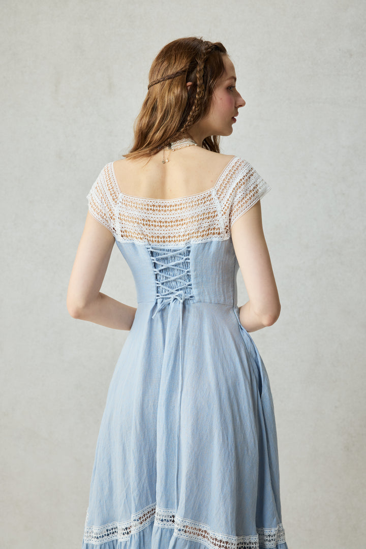 Cherry Tree 25 | Lace Linen flared dress