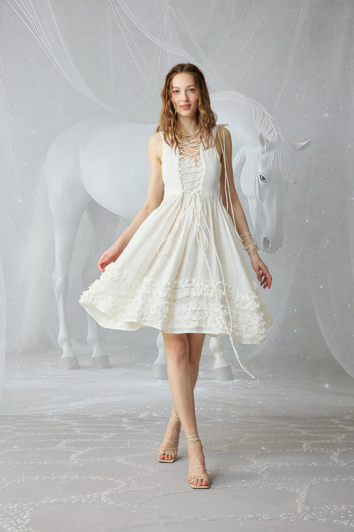 Wearable Poetry 17 | Ruffled linen dress & skirt （2 pieces)