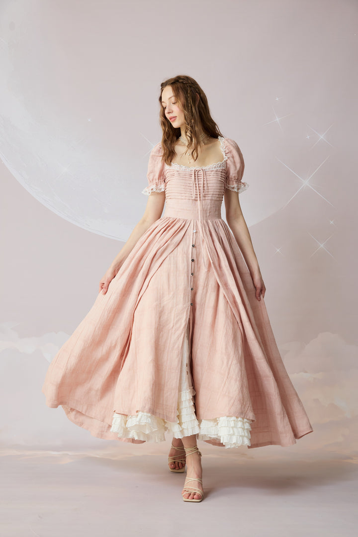 Monet Haze 26 | Fairy layered Linen Dress with pintucks