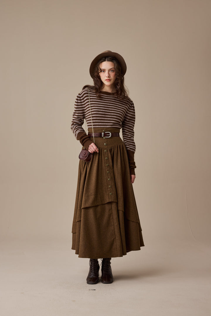 Christina 19 |Retro Layered Wool Skirt