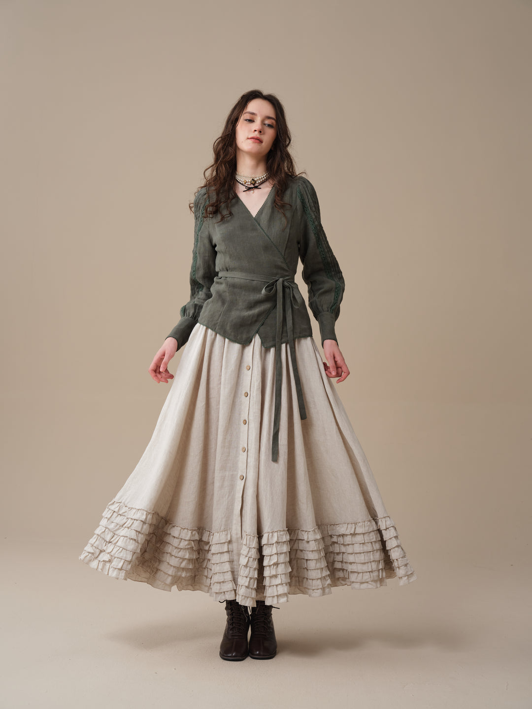 Marguerite | Soft Linen Wrap Blouse