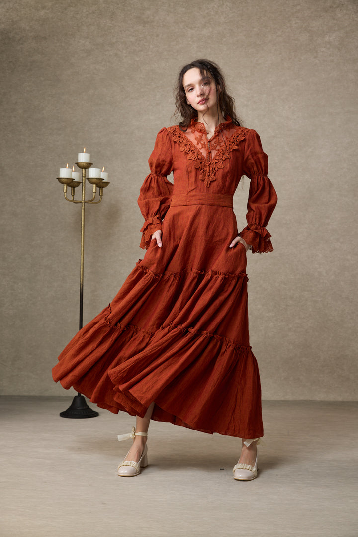 Leona 21 | Lace Maxi Linen Dress