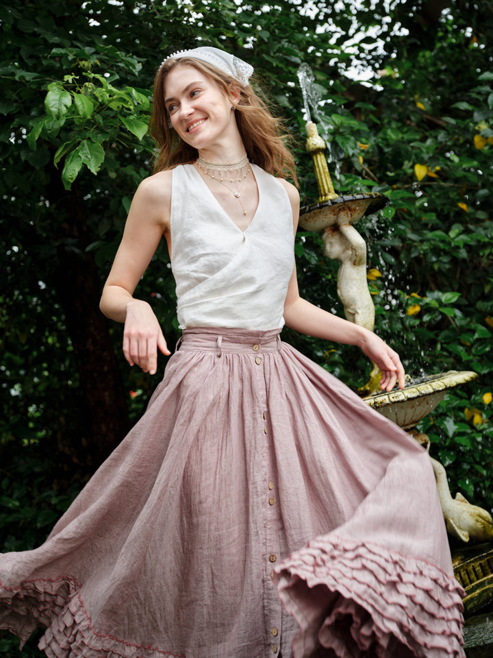 Dorothy 27 | Ruffled maxi linen skirt