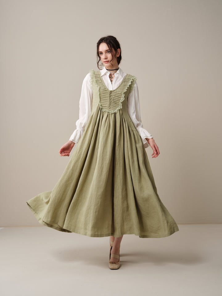 Edith 14 | Pleated Corset Linen Dress