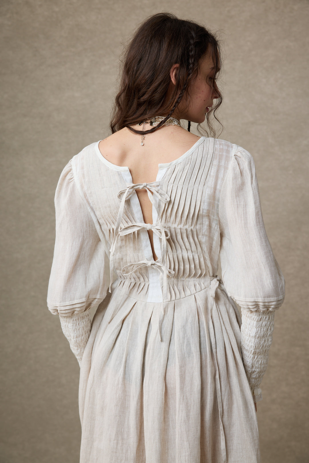 Eliana 15 | Pintucked Patchwork Linen Dress