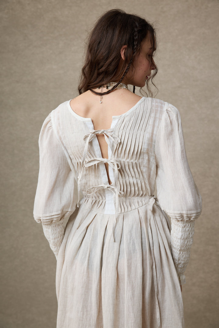 Eliana 15 | Pintucked Patchwork Linen Dress