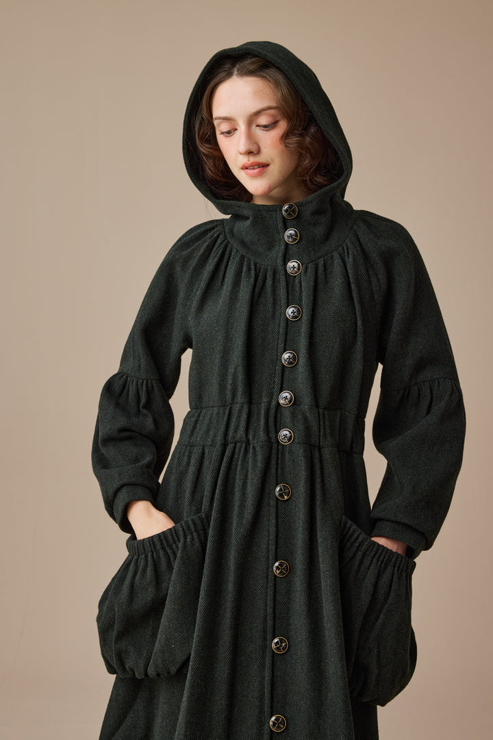 Melissa 28 |100% Wool Hooded Coat