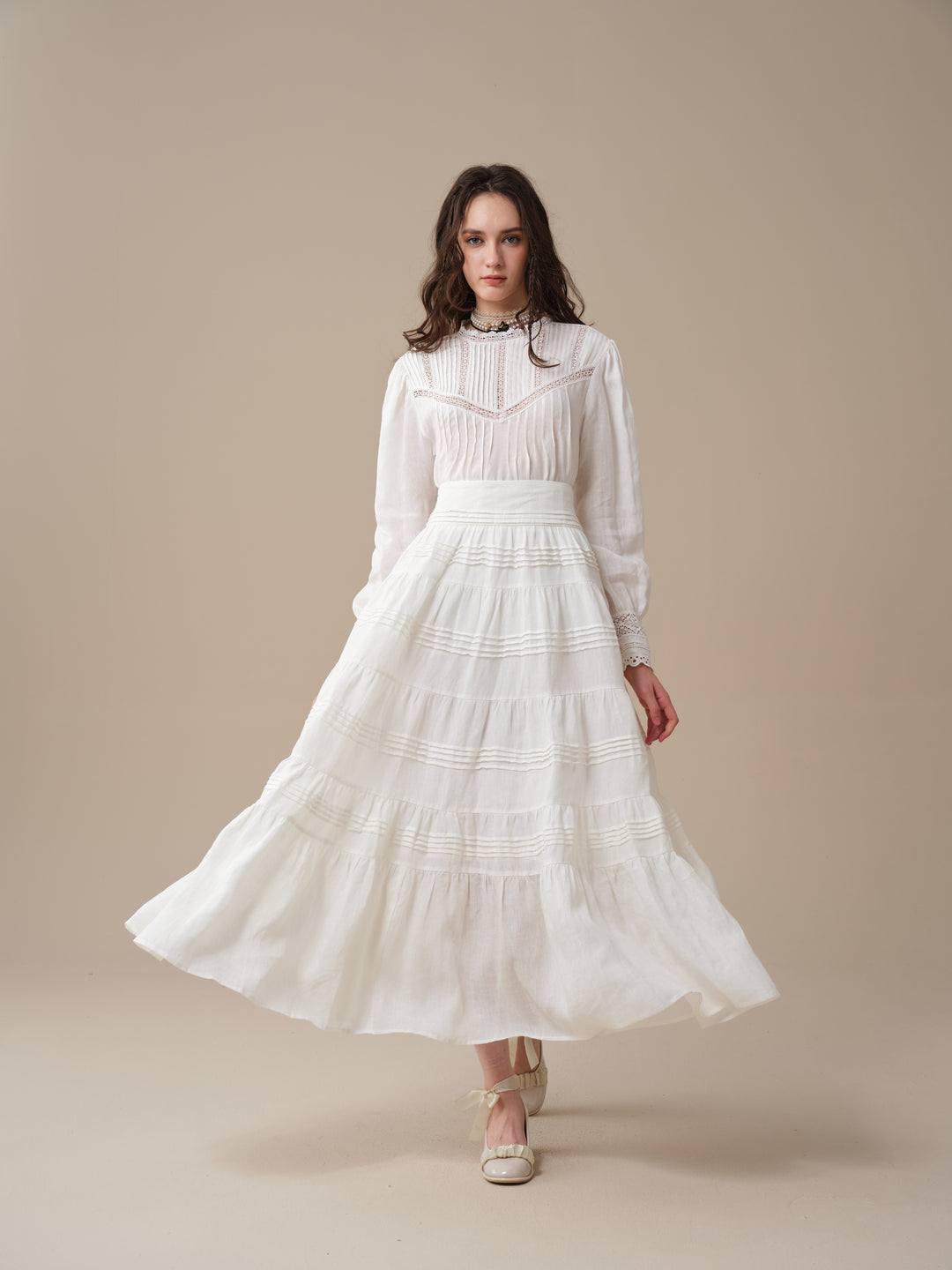 Alice 12 |  Pintuck Linen Maxi Skirt