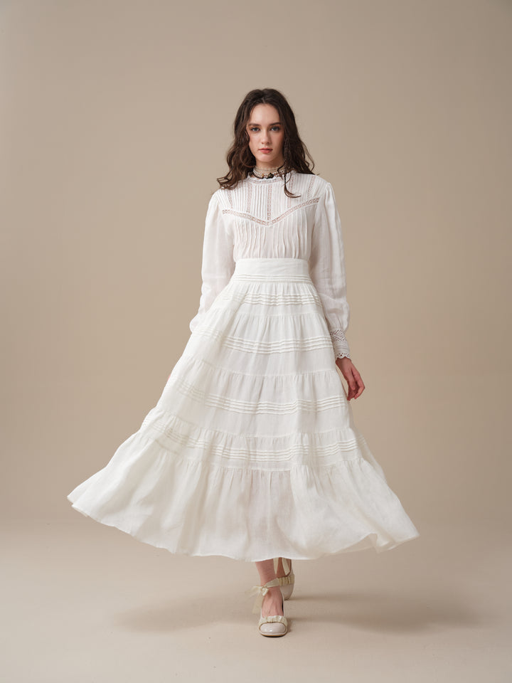 Alice 12 |  Pintuck Linen Maxi Skirt