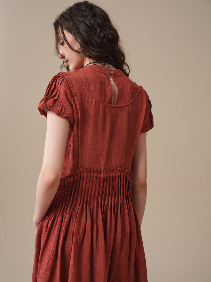 Thistle 09 | Smocked Bib Linen Midi Dress