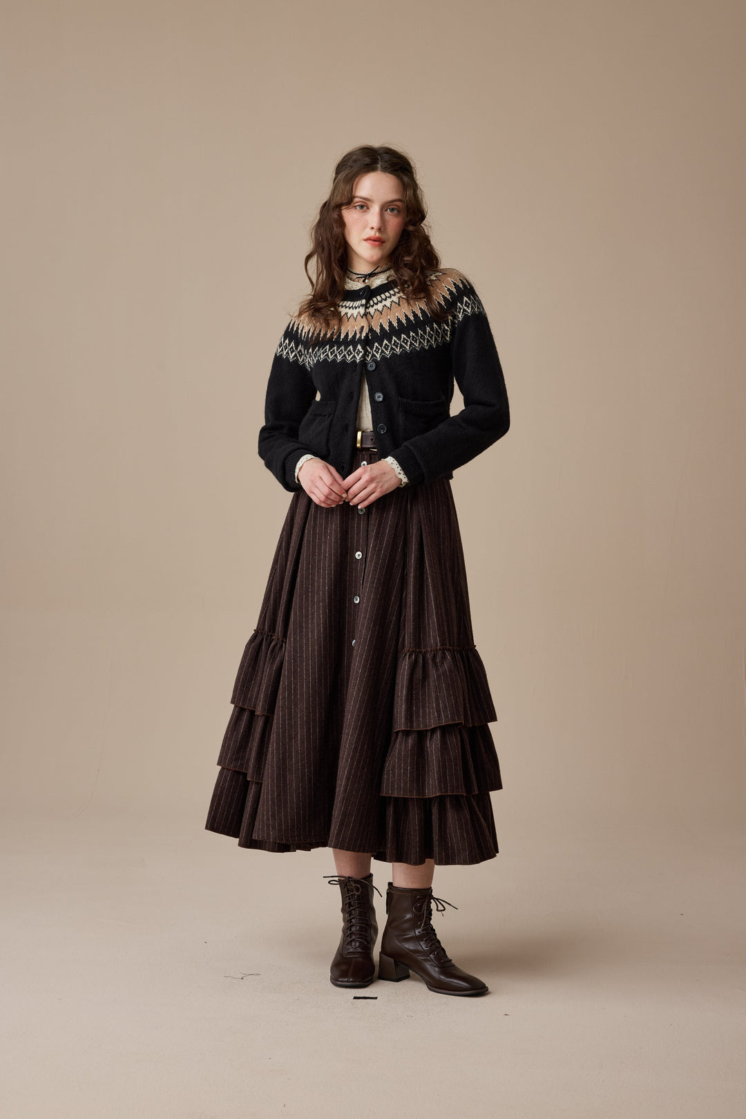 Kaite 18 |ruffled maxi wool skirt