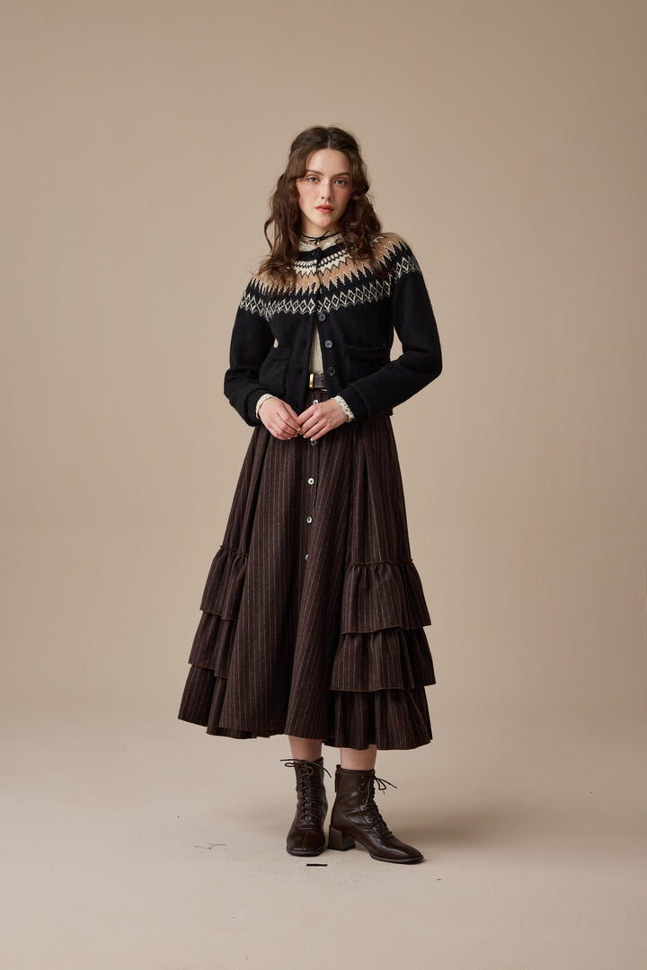 Kaite 18 |ruffled maxi wool skirt