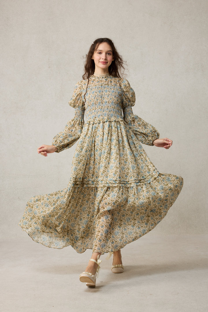 Jane 33 |Edward Smocking Linen Dress Chemise