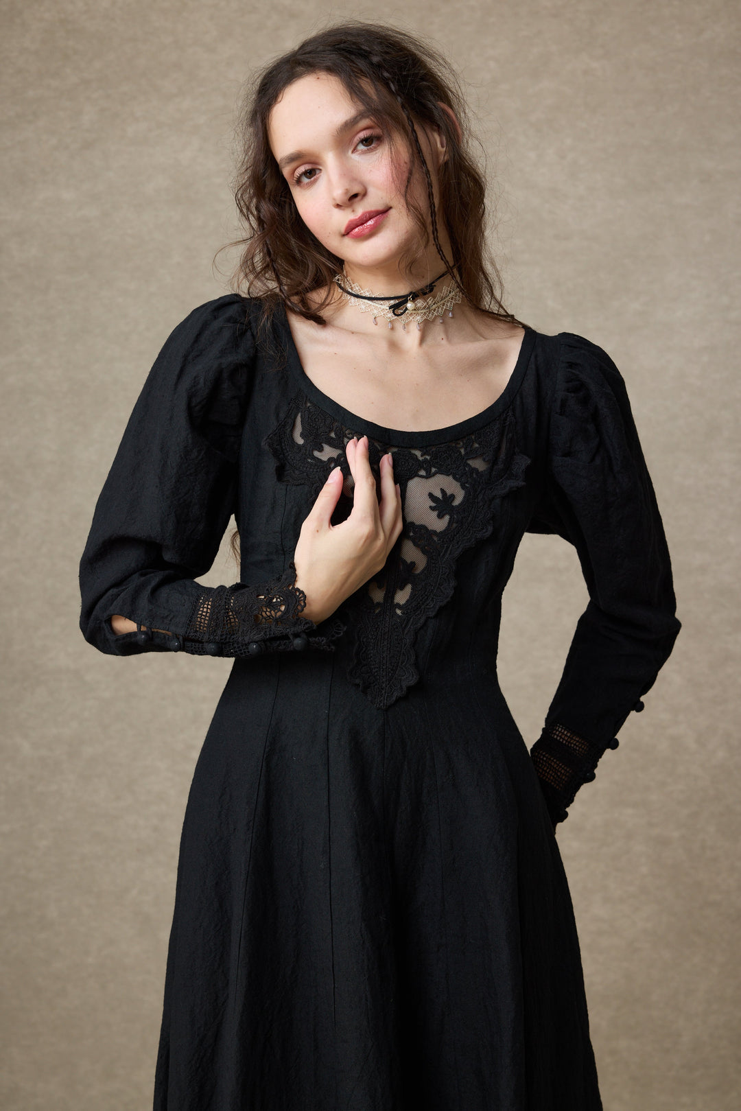 black linen corset dress Anis 23