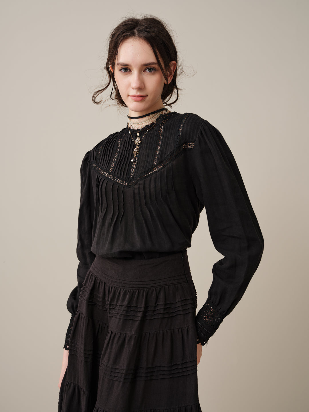 Alice 12 |  Pintuck Linen Maxi Skirt