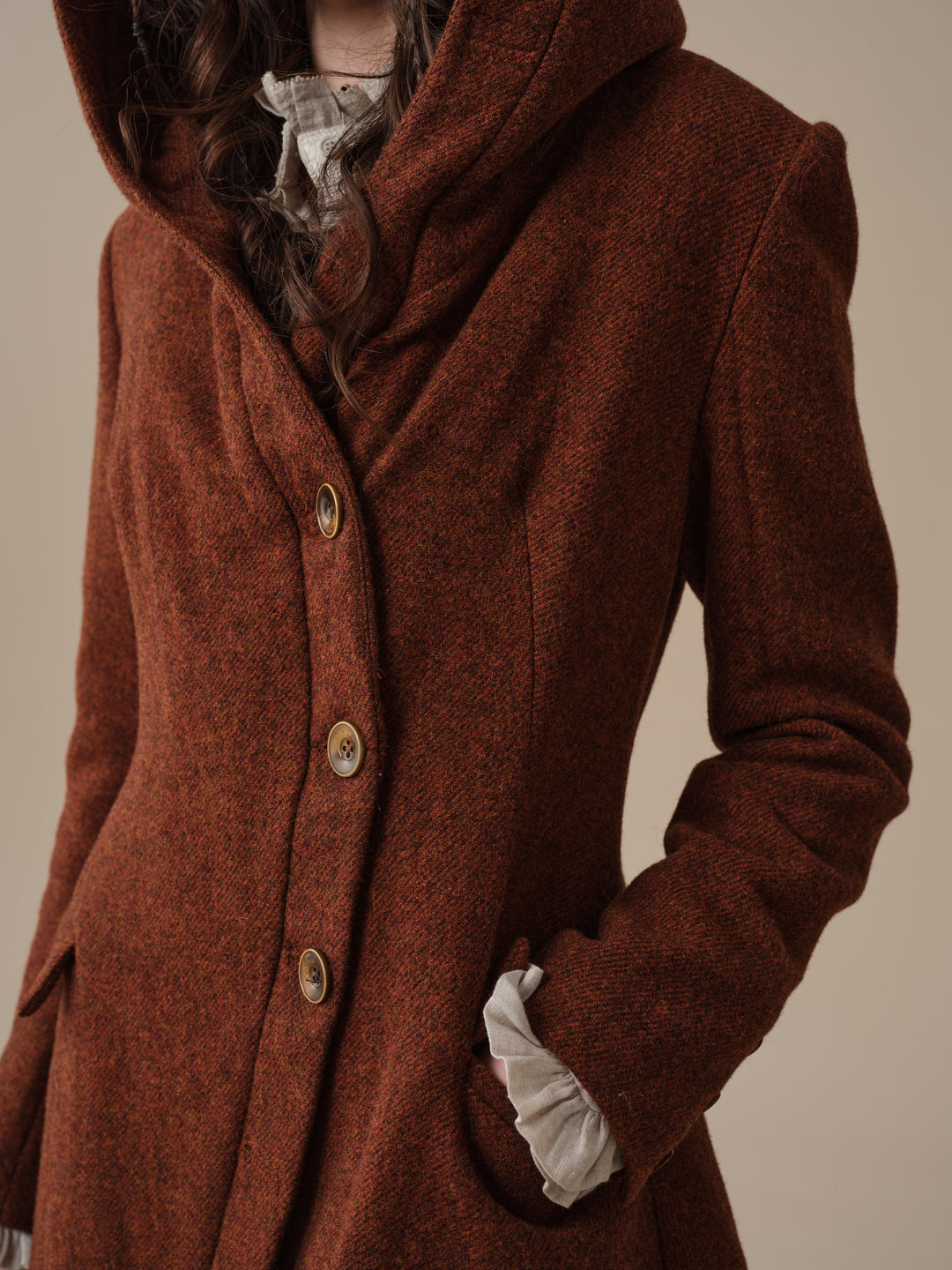 Augusta 02 | Tailored Hooded  100% Wool Coat