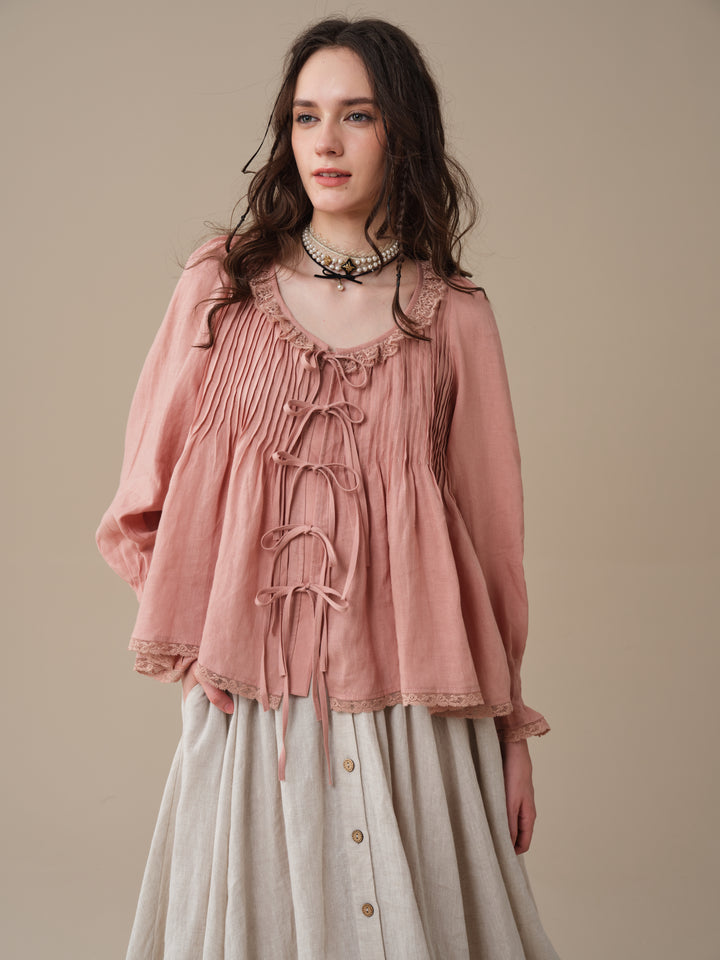 Isadora | Ruby Linen Poet Shirt