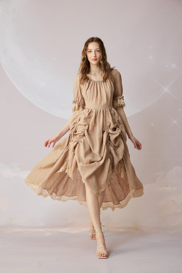 Elowen 27 | Lace Linen dress gown ( 2 way to wear )