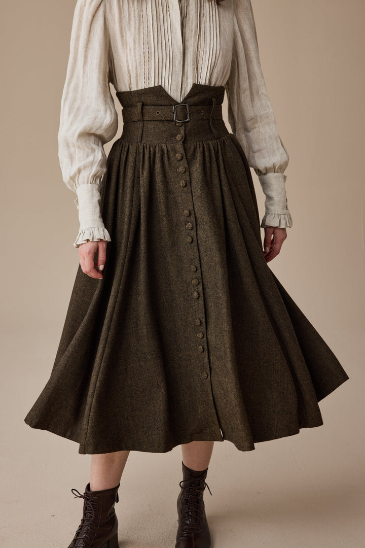 Bette 28 | Retro Belted Wool Skirt