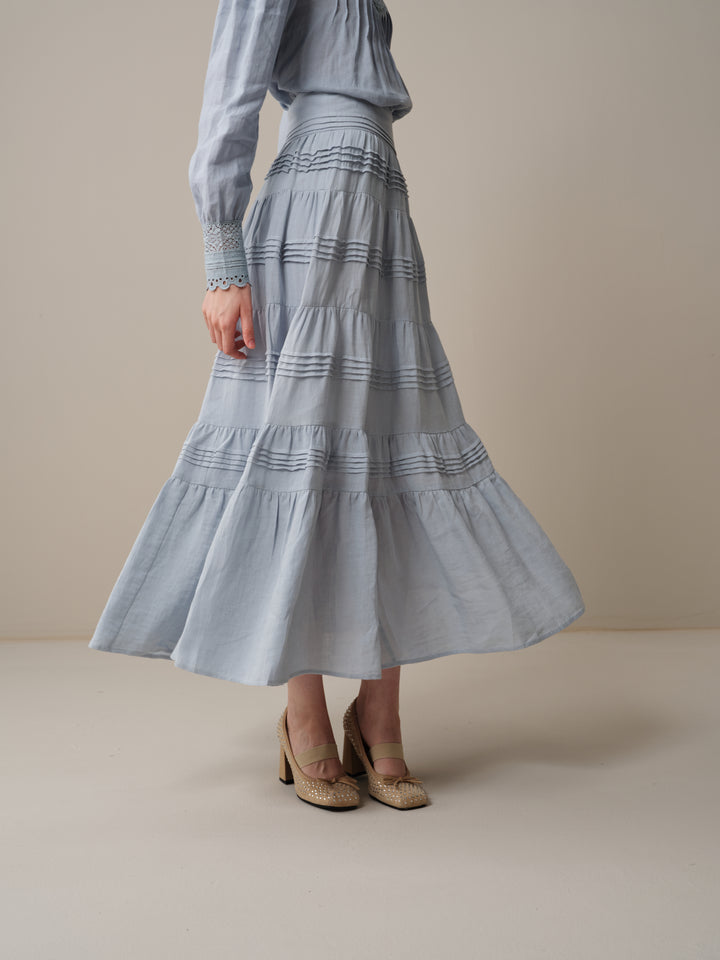 Alice 12 |  Pintuck Linen Maxi Skirt