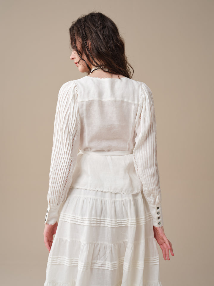 Marguerite | Soft Linen Wrap Blouse