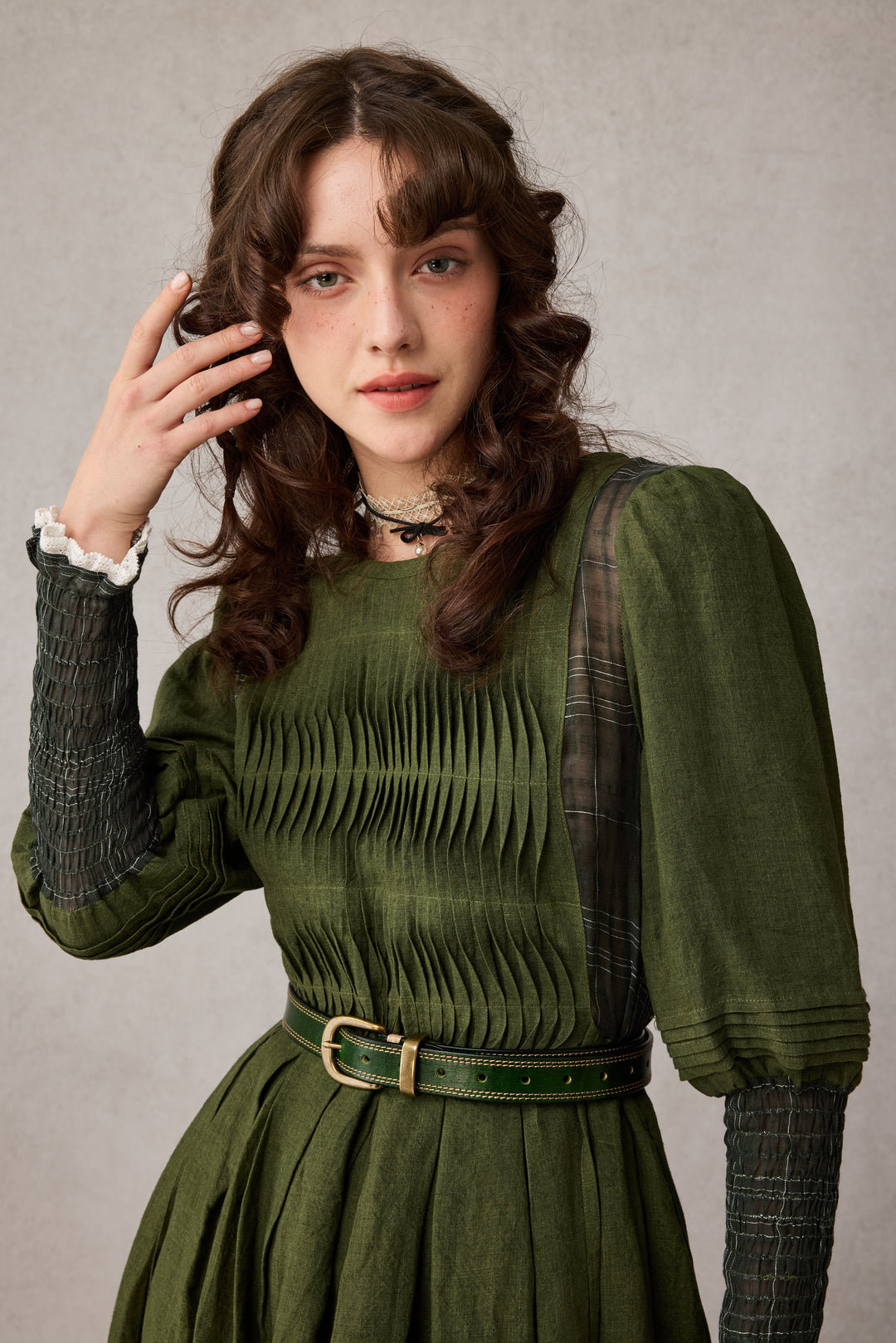 Eliana 15 | Pintucked Patchwork Linen Dress