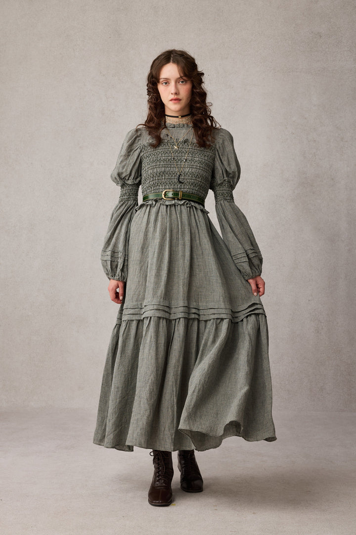 Jane 33 |Edward Smocking Linen Dress Chemise