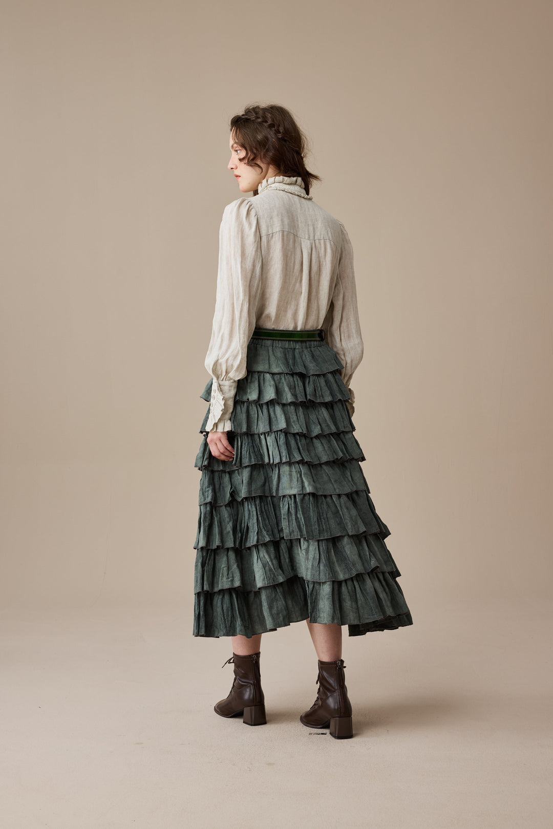 Ischia 14 | Layered petal linen skirt