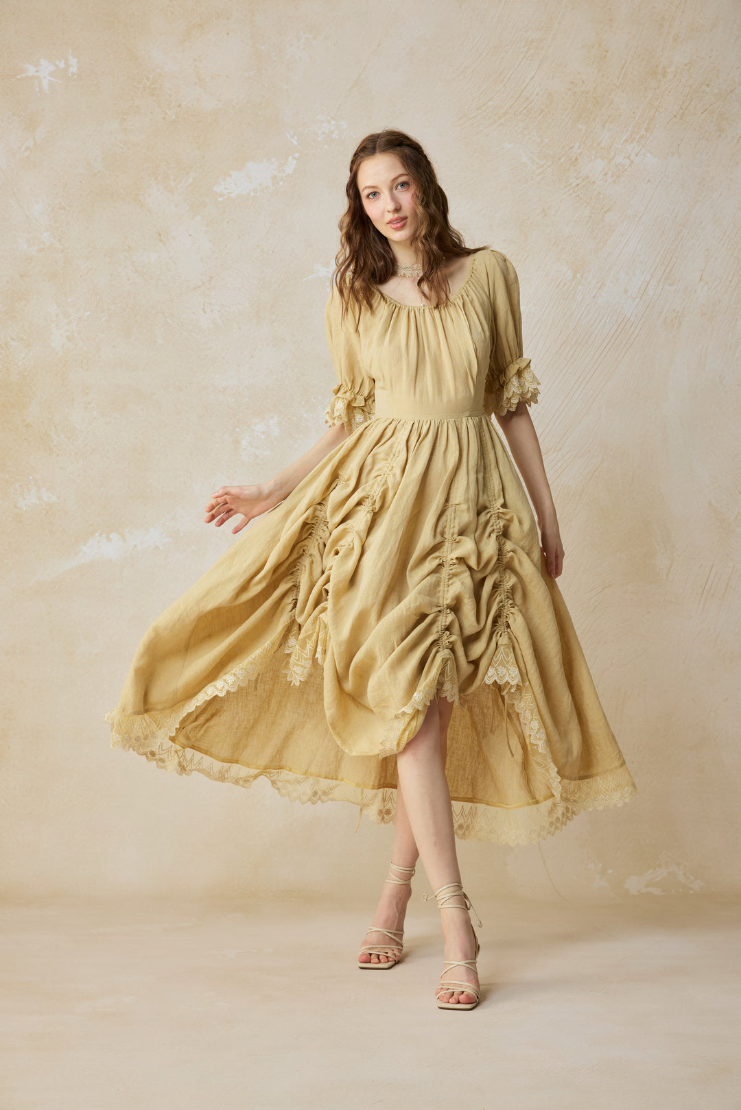 Elowen 27 | Lace Linen dress gown ( 2 way to wear )